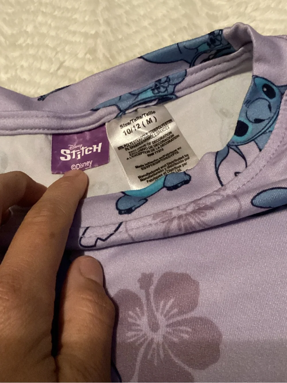 Disney Stitch Lounge Play Outfit Set Girls Purple 10/12 Stitch Floral Pj Set